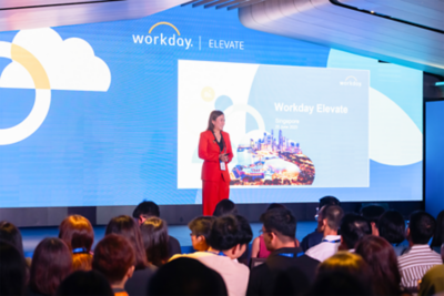 Men having speech on stage