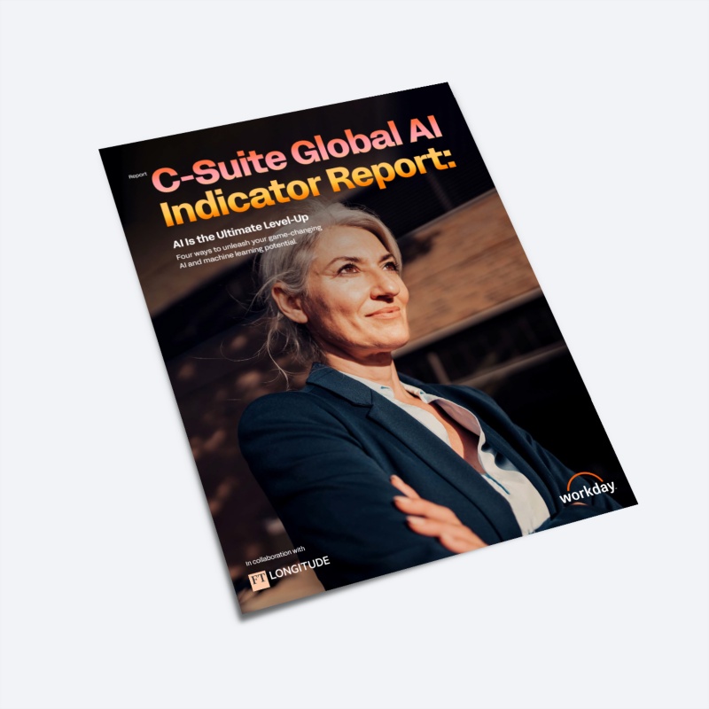 ݮƵ and FT Longitude "C-Suite Global AI Indicator Report," with a photo of a professional or executive.