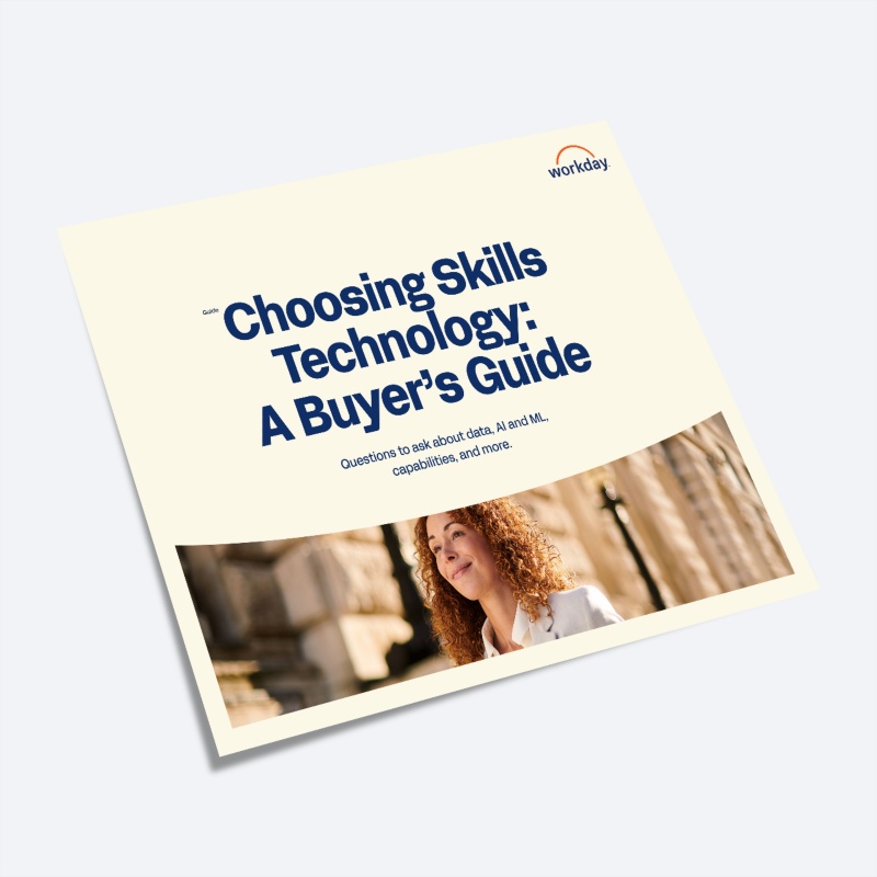 ݮƵ buyer's guide for "Choosing Skills Technology," with a photo of a person smiling.