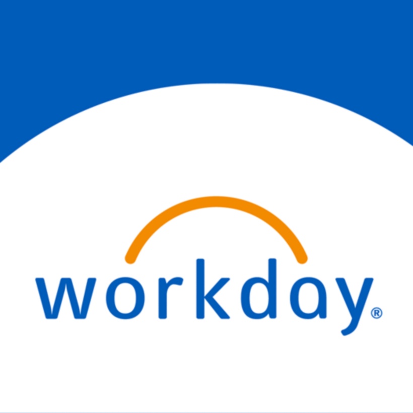 背景が青い Workday のロゴ画像
