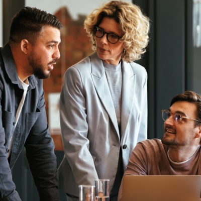 Group of coworkers talking