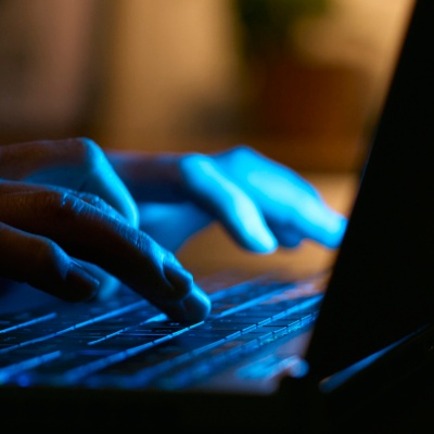 Person working on a laptop