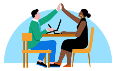 两个人击掌庆祝