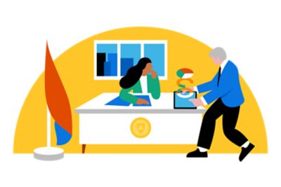 Illustration montrant des fonctionnaires