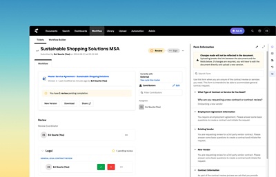 Screenshot der Registerkarte „Contract Learning Management Workflow“.