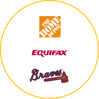 Customer Logos Home Depot, Equifax, and Atlanta Braves