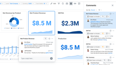 Collaborate and tag colleagues in Adaptive Planning Screenshot