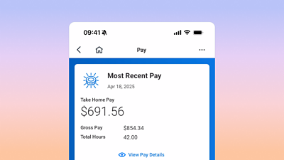 Mobile Screenshot of Workday’s Payroll Employee Self Service capabilities.