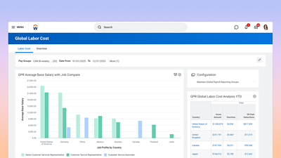Screenshot of Workday’s Payroll Analytics and Reporting capabilities.
