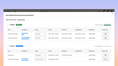 Screenshot of Workday’s Global Payroll Integration capabilities.