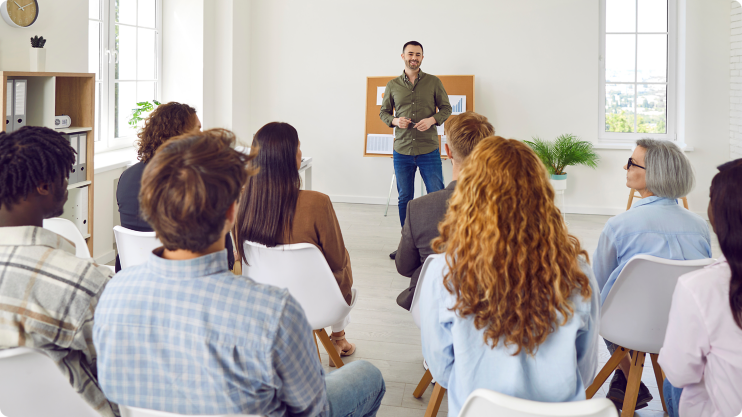 Group of employees training.