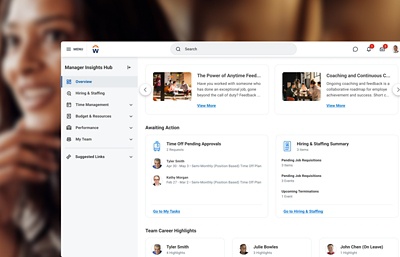 Screenshot from Workday’s Manager Insights Hub showing career activity of employees.