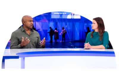 Two people on a judging panel.