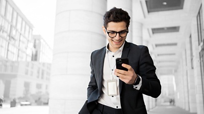 Man looking at phone.