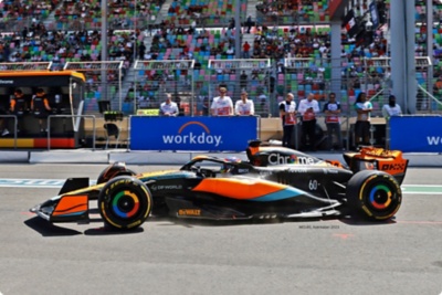 McLaren MCL60 race car at Azerbaijan 2023.