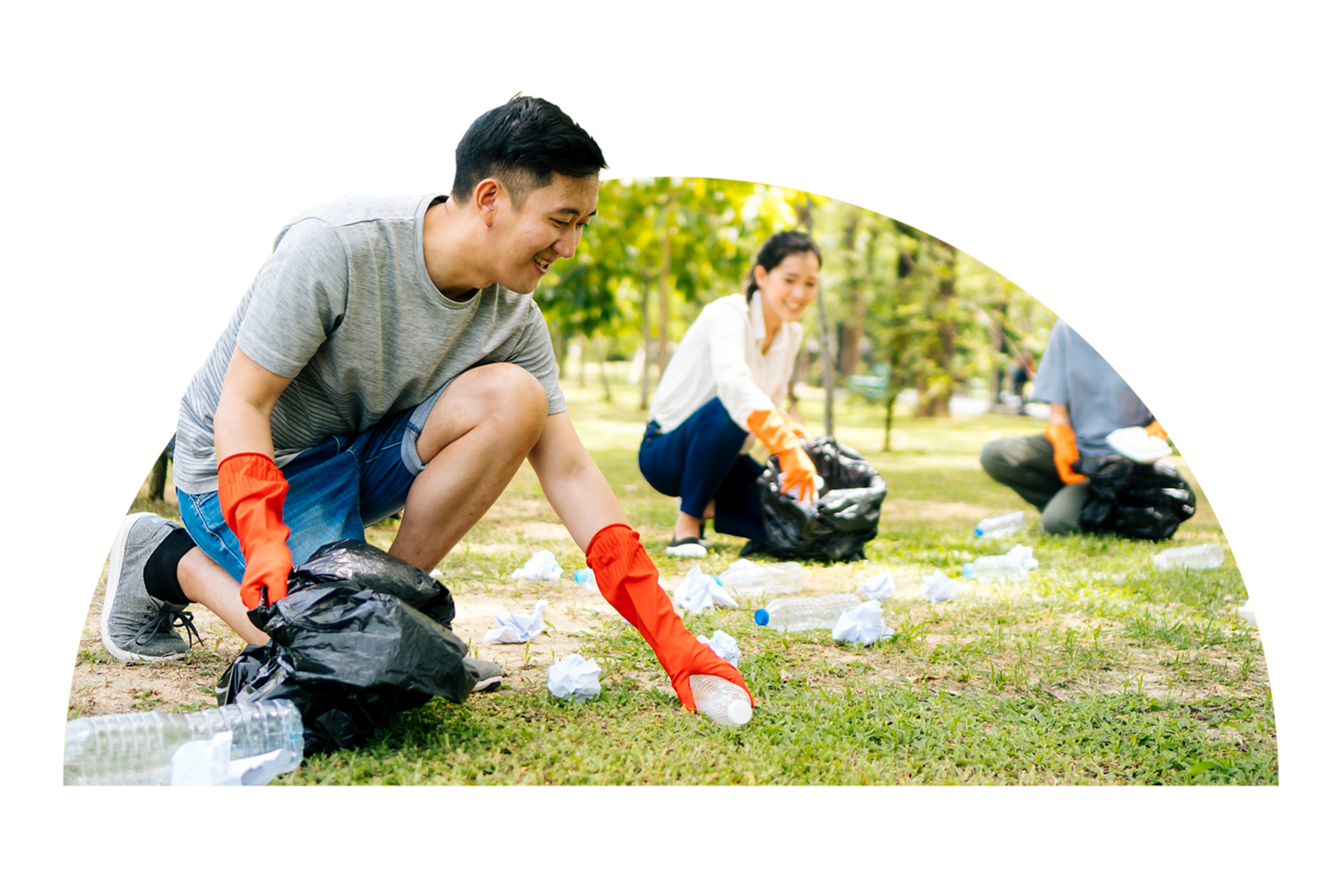 People cleaning up community