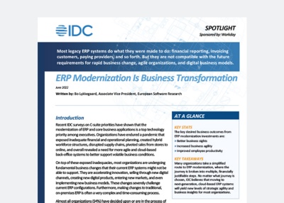 Read the “IDC and Workday report to learn why a cloud-based ERP environment increases agility” report