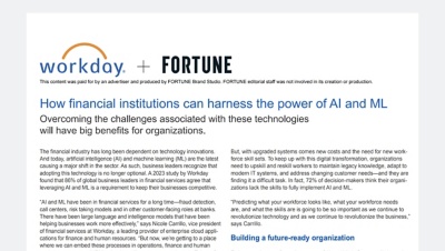 Workday + FORTUNE: How Financial Institutions Can Harness the Power of AI and ML report.