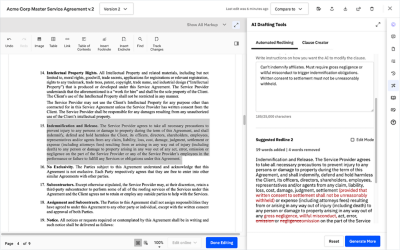 Strategic sourcing redlining screenshot image.