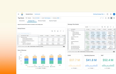 Strategic planning charts and graphs shown in Workday’s Standard Demo dashboard.