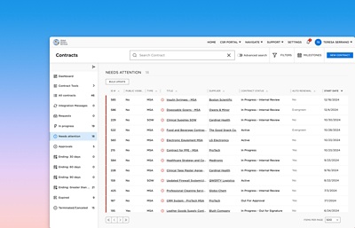Screenshot of supplier contracts listings and contract status in Workday application on desktop.
