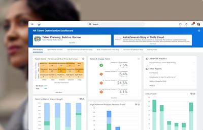 Schermata di una scorecard esecutiva sulla forza lavoro che mostra effettivi, crescita, talenti e opportunità di carriera.