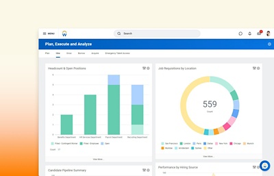 Workday Adaptive Planning dashboard showing Continuous Talent Planning GAP analysis.
