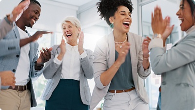 A team celebrating winning.