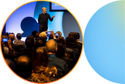 View of the stage at a session