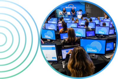 Attendees in hands-on training at computers