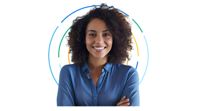 Image of woman with rings behind her.