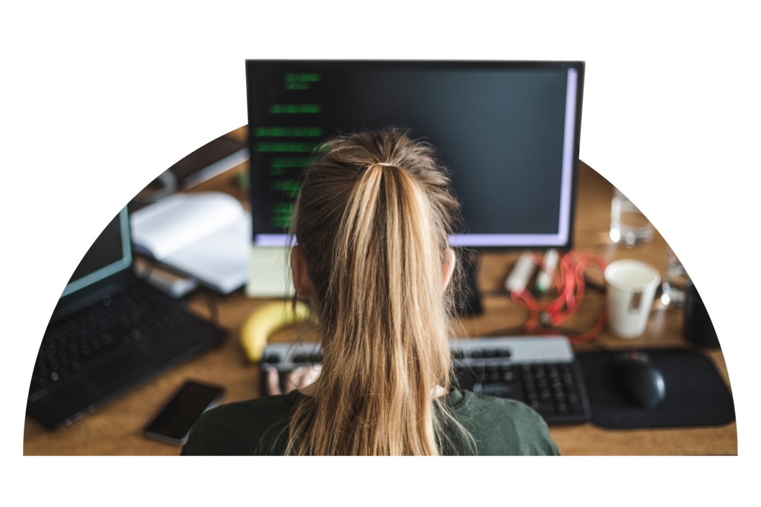 Workday developer sitting in front of screen