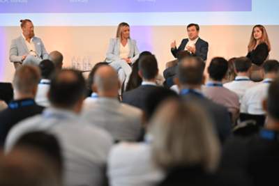 Speakers on the stage