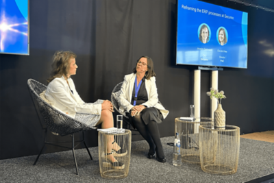 Two women having discussion 