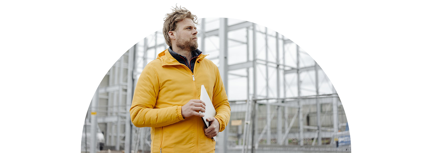 Insurance worker inspecting a building