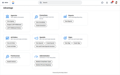 Screenshot of the Shelter app dashboard showing tiles for managing ad orders, group specials, agent office signs, and other functions.