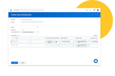 Eine Fall-Routing-Regel im HR-Antworten-Dashboard