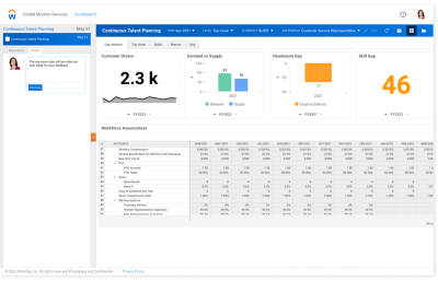 工作日适应性规划——仪表盘“持续人才规划”。
