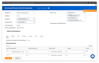 Kernfunktionen für Reporting und Analysen mit benutzerdefinierter Berichtsfunktion von Report Writer