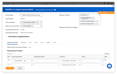 Reporting et analyses centralisés présentant la fonctionnalité du générateur de rapports personnalisés