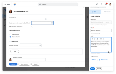 Screenshot showing Workday Guidance Quick Tip hover create tip step.