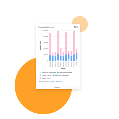 Audit dashboard showing a bar graph of payments by month.