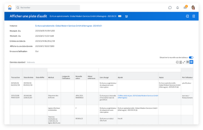 Piste d’audit des écritures opérationnelles dans le logiciel de gestion des contrôles internes.
