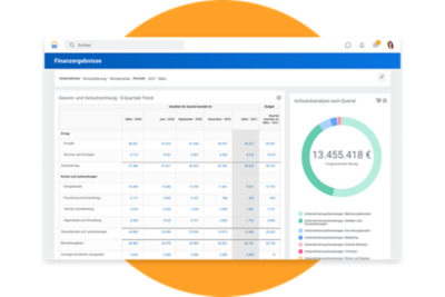 仪表盘für德国金融系统(Finanzergebnisse mit Gewinn- und verlustrchnung sowie kreisgraph zur Darstellung der vierteljährlichen aufwandsanalyze)