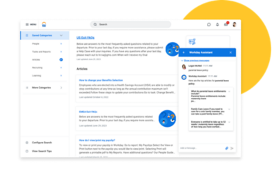 Screenshot of Workday Assistant powered by AI and machine learning.