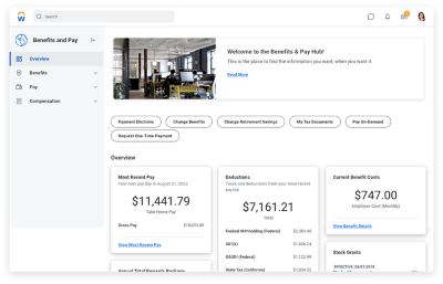 screenshot of the Benefits & Pay Hub on desktop
