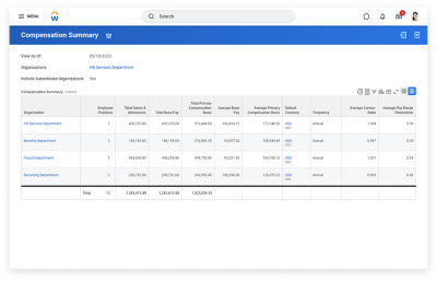 Compensation summary screen