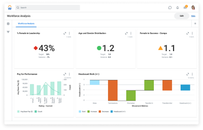 Workforce Analysis discovery board showing HR metrics.