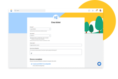 Apri un ticket nell'ambiente di lavoro che preferisci (computer, Microsoft Teams e non solo).