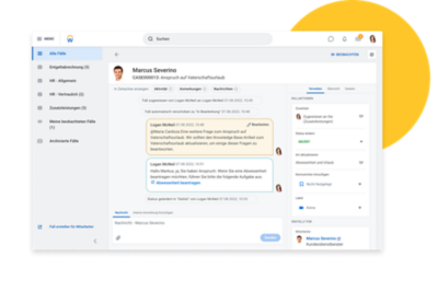 HR-Antworten-Dashboard mit einem Chat zu einem Fall
